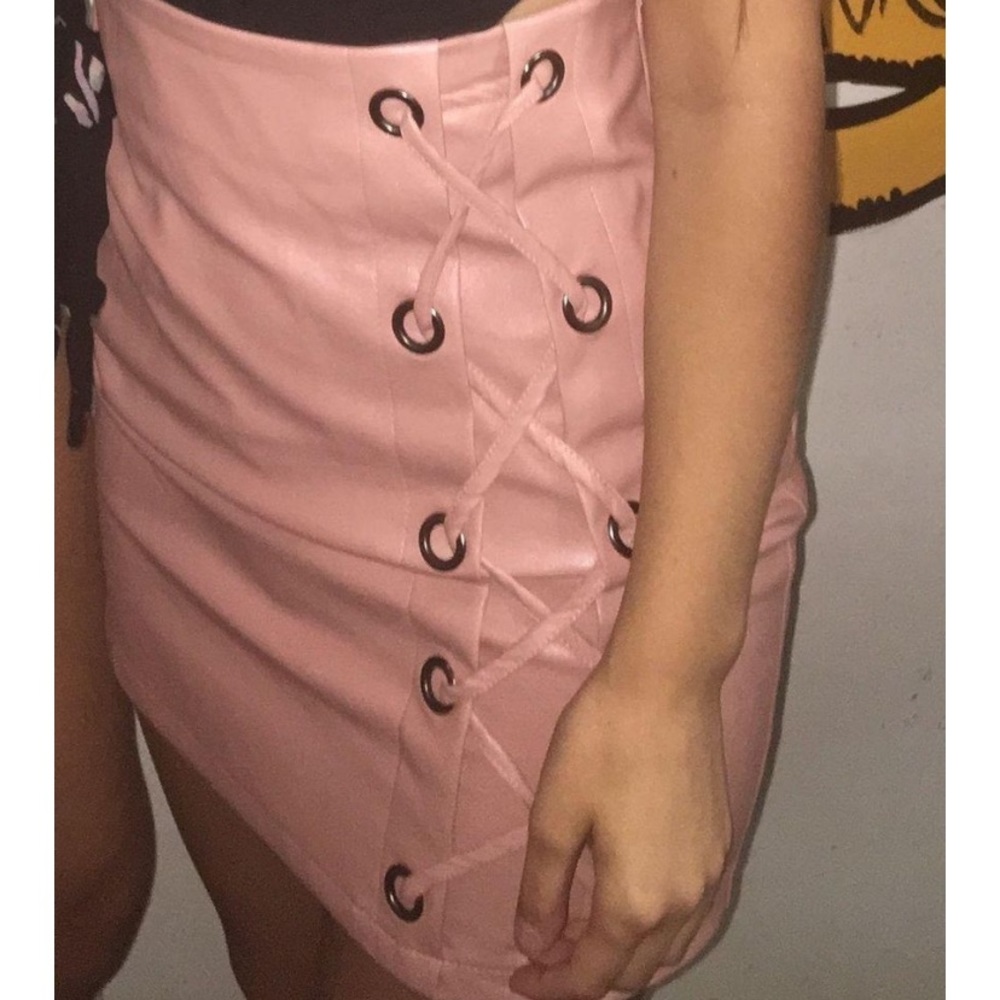 Pink Leather Skirt